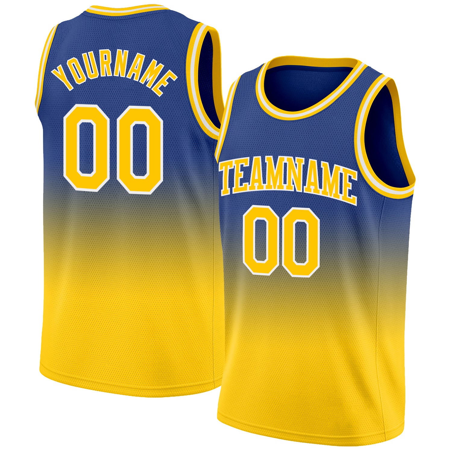 Custom Royal Gold-White Authentic Fade Fashion Basketball Jersey