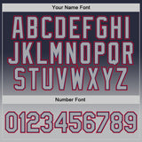 Custom Navy Gray-Red Authentic Fade Fashion Basketball Jersey