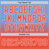 Custom Light Blue Orange-White Authentic Fade Fashion Basketball Jersey