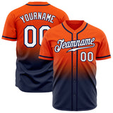 Custom Orange White-Navy Authentic Fade Fashion Baseball Jersey