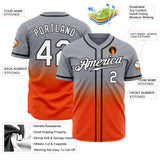 Custom Gray White Orange-Black Authentic Fade Fashion Baseball Jersey