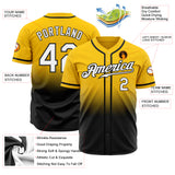 Custom Yellow White-Black Authentic Fade Fashion Baseball Jersey