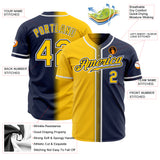 Custom Navy Yellow-White Authentic Gradient Fashion Baseball Jersey