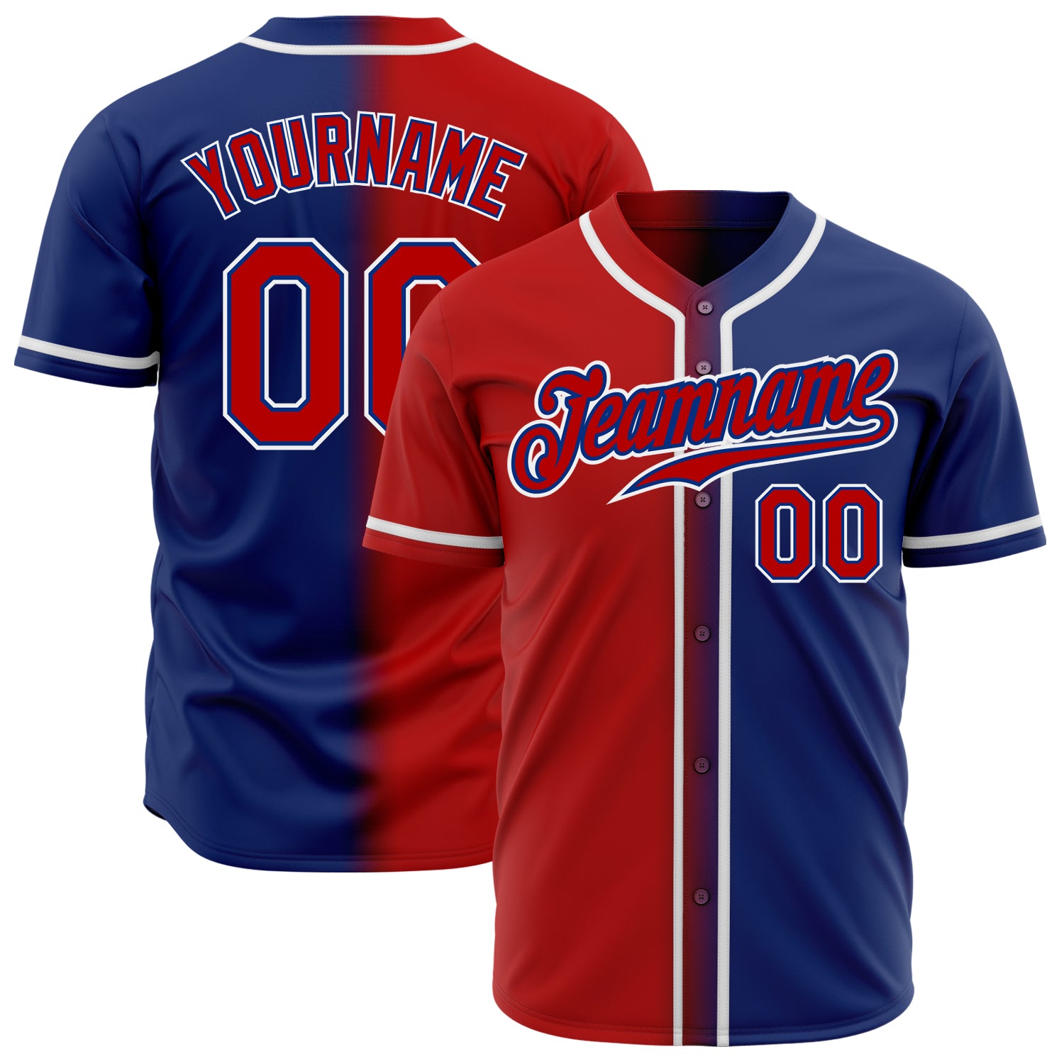 Custom Royal Red-White Authentic Gradient Fashion Baseball Jersey
