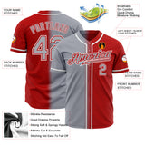Custom Red Gray-White Authentic Gradient Fashion Baseball Jersey