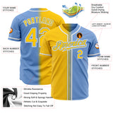 Custom Light Blue Yellow-White Authentic Gradient Fashion Baseball Jersey