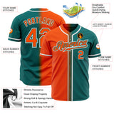 Custom Teal Orange-White Authentic Gradient Fashion Baseball Jersey