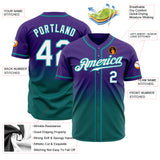 Custom Purple White-Teal Authentic Fade Fashion Baseball Jersey