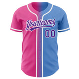 Custom Powder Blue Purple-Pink Authentic Gradient Fashion Baseball Jersey