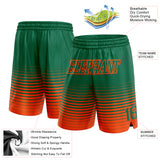 Custom Kelly Green Orange Pinstripe Fade Fashion Authentic Basketball Shorts
