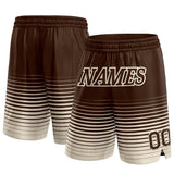 Custom Brown Cream Pinstripe Fade Fashion Authentic Basketball Shorts