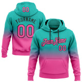 Custom Stitched Aqua Pink-Black Fade Fashion Sports Pullover Sweatshirt Hoodie