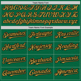 Custom Kelly Green Pinstripe Old Gold-Black Authentic Fade Fashion Baseball Jersey