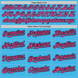 Custom Sky Blue Pinstripe Pink-Black Authentic Fade Fashion Baseball Jersey