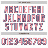 Custom White Pinstripe Medium Pink-Navy Authentic Fade Fashion Baseball Jersey