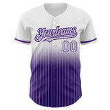 Custom White Pinstripe Gray-Purple Authentic Fade Fashion Baseball Jersey