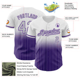 Custom White Pinstripe Gray-Purple Authentic Fade Fashion Baseball Jersey