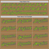 Custom Old Gold Pinstripe Neon Green-Purple Authentic Fade Fashion Baseball Jersey