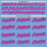 Custom Light Blue Pinstripe Pink-Purple Authentic Fade Fashion Baseball Jersey
