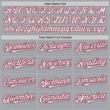 Custom Gray Pinstripe White-Crimson Authentic Fade Fashion Baseball Jersey