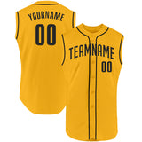 Custom Gold Black Authentic Sleeveless Baseball Jersey