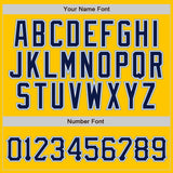 Custom Yellow Navy Pinstripe Navy-Light Blue Authentic Baseball Jersey