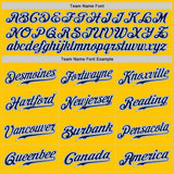 Custom Yellow Navy Pinstripe Navy-Light Blue Authentic Baseball Jersey