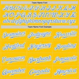 Custom Yellow Light Blue Pinstripe Light Blue-White Authentic Baseball Jersey