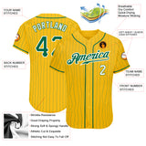 Custom Yellow Kelly Green Pinstripe Kelly Green-White Authentic Baseball Jersey
