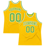 Custom Gold Neon Green-White Authentic Throwback Basketball Jersey