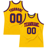 Custom Gold Navy-Red Authentic Throwback Basketball Jersey