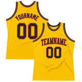 Custom Gold Black-Orange Authentic Throwback Basketball Jersey