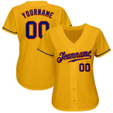 Custom Gold Royal-Orange Authentic Baseball Jersey