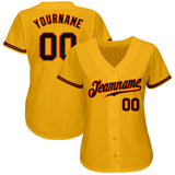 Custom Gold Black-Orange Authentic Baseball Jersey