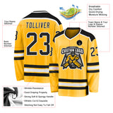 Custom Gold Black-White Hockey Jersey