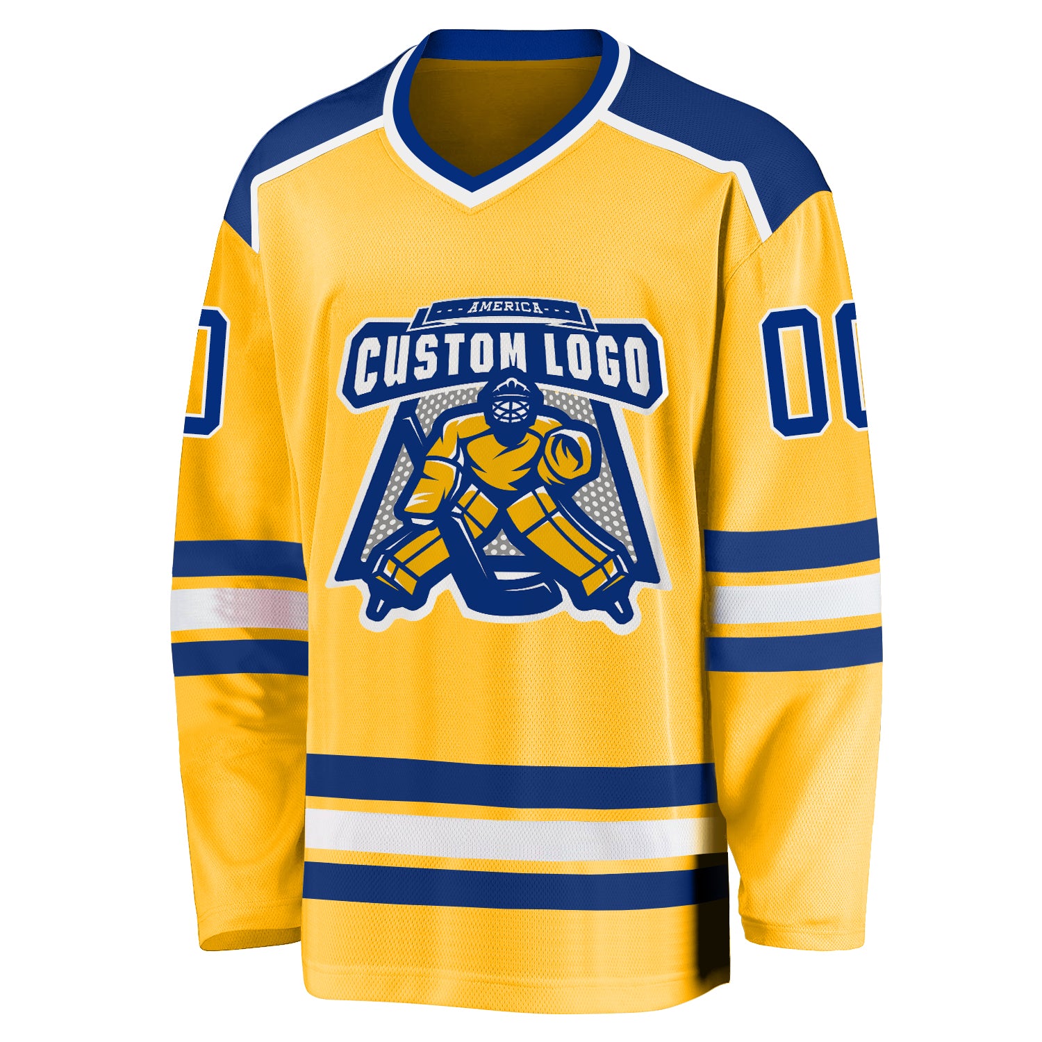 Custom Gold Royal-White Hockey Jersey