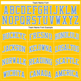 Custom Gold White Pinstripe Light Blue Authentic Basketball Jersey