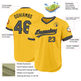 Custom Gold Steel Gray-Black Authentic Throwback Baseball Jersey