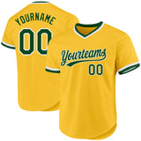 Custom Gold Green-White Authentic Throwback Baseball Jersey