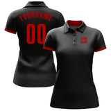 Custom Black Red Performance Golf Polo Shirt