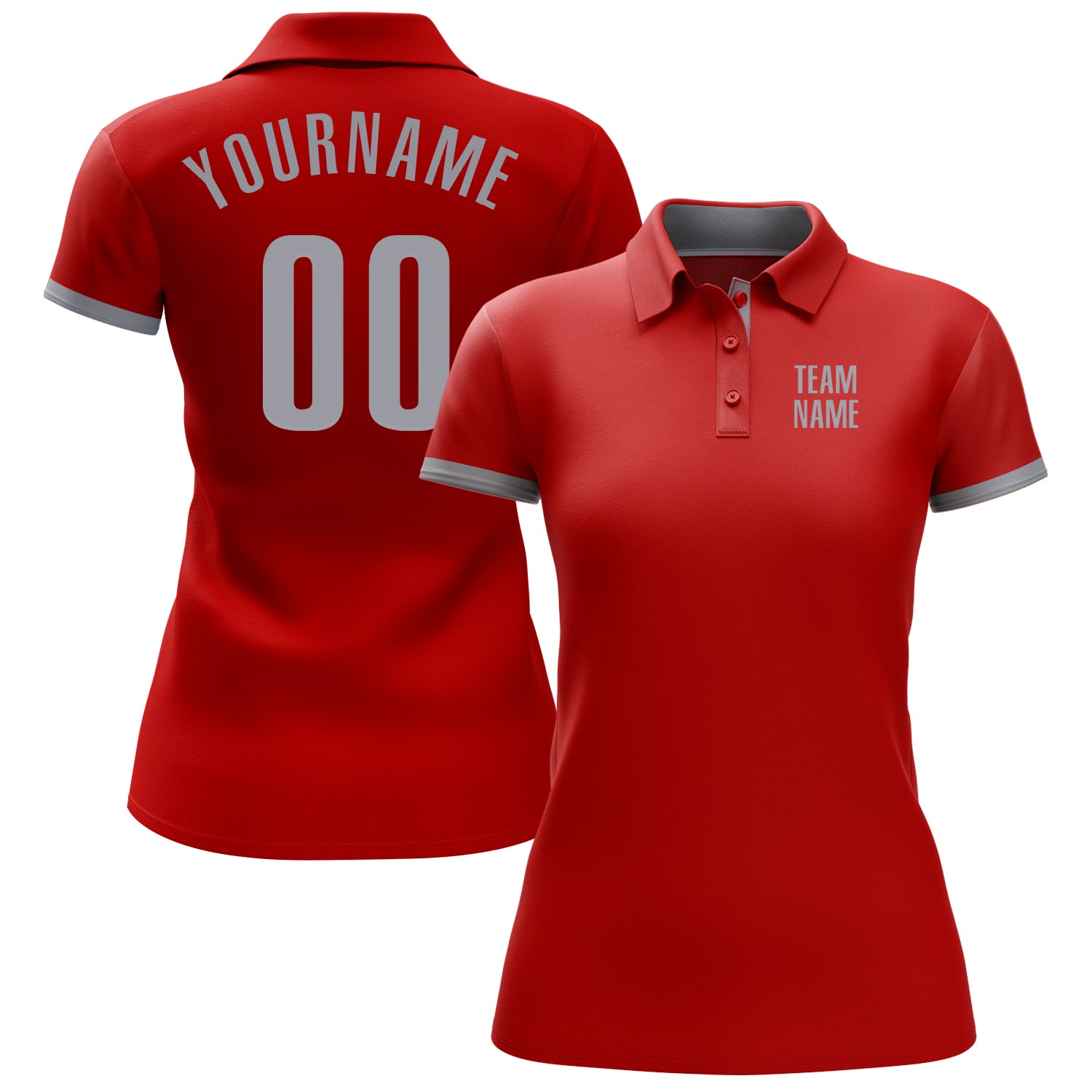 Custom Red Gray Performance Golf Polo Shirt
