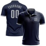 Custom Navy Gray Performance Golf Polo Shirt