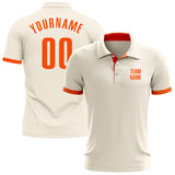 Custom Cream Orange Performance Golf Polo Shirt