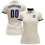 Custom Cream Navy Performance Golf Polo Shirt