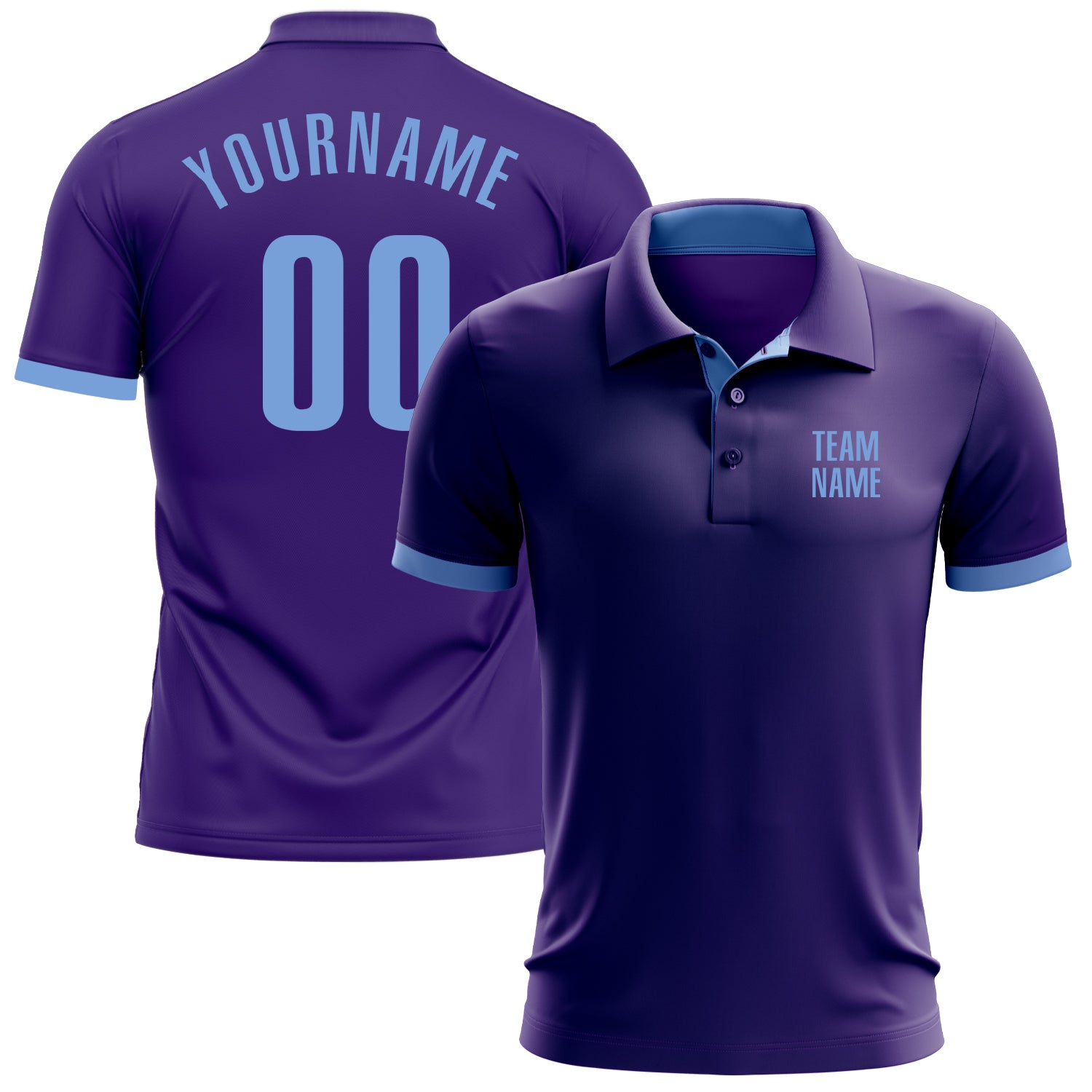 Custom Purple Light Blue Performance Golf Polo Shirt