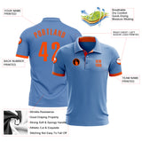 Custom Light Blue Orange Performance Golf Polo Shirt
