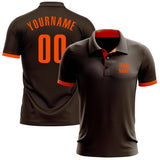 Custom Brown Orange Performance Golf Polo Shirt
