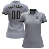 Custom Gray Black Performance Golf Polo Shirt