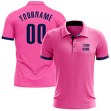 Custom Pink Navy Performance Golf Polo Shirt