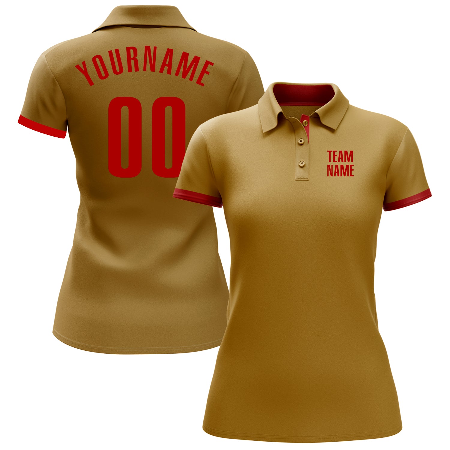 Custom Old Gold Red Performance Golf Polo Shirt